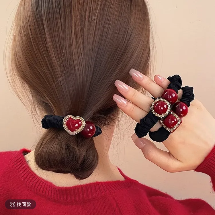 “喜欢发饰”轻奢韩版红豆小肠发圈丸子头马尾发绳2024新款时尚发圈