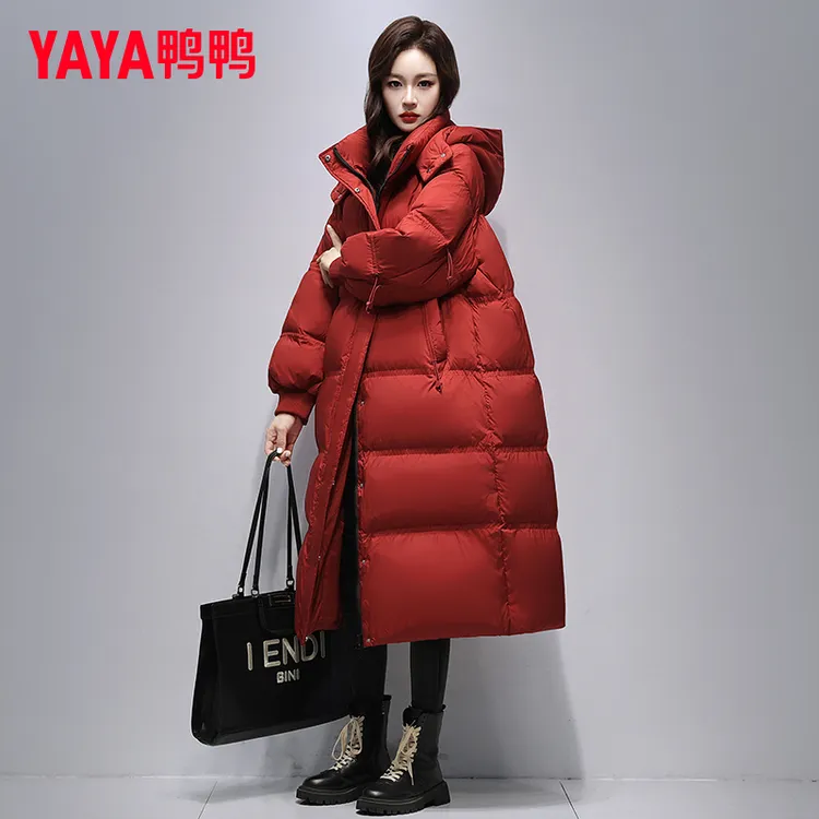 鸭鸭羽绒服女过年战服高充绒极寒长款冬2024新款时尚过膝加厚外套