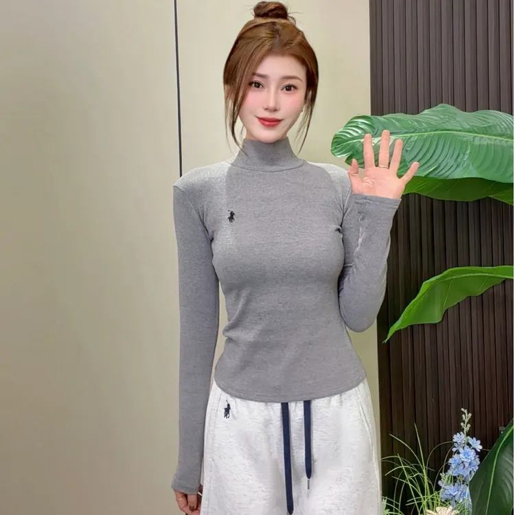 【贺贺专属】【双面慕斯绒】半高领打底衫女款爆款2025内搭长袖小马刺绣纯色T恤