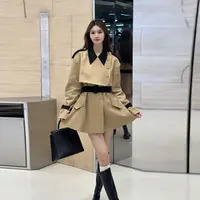 【交个朋友专属】早秋上新卡其色韩系慵懒风衣外套双排纽扣复古收腰