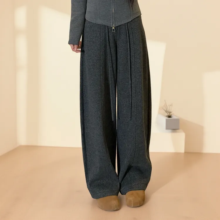 宿慕SUMU韩版加绒加厚元宝裤女12-21冬季新款时尚休闲阔腿裤25328