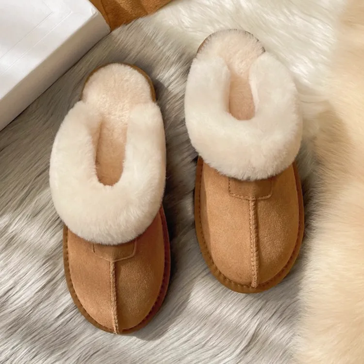 千颂伊包头拖雪地靴情侣一脚蹬懒人鞋居家外穿保暖加厚绒毛毛拖鞋