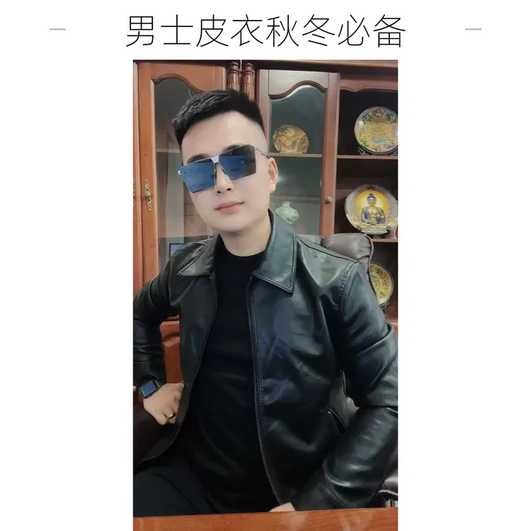 秋冬季男士皮衣翻领轻商务男士行政皮夹克高级感飞行员外套上衣