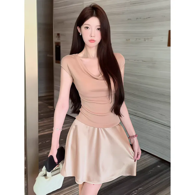 2025短袖性感INS风时尚套装不规则辣妹裙子修身纯欲风