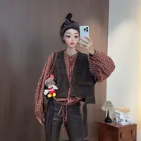 【文乐乐】秋季新款韩版洋气个性时尚休闲潮流百搭糕糕毛马夹2229