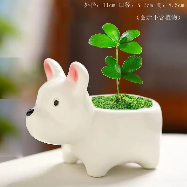 简约小狗动物多肉花盆陶瓷家用专用透气陶土粗陶控根盆批发捡漏
