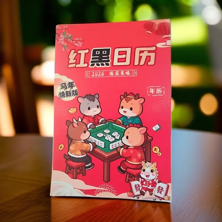 2026年整年麻将专用红黑日历十二生肖择日策略实用日历