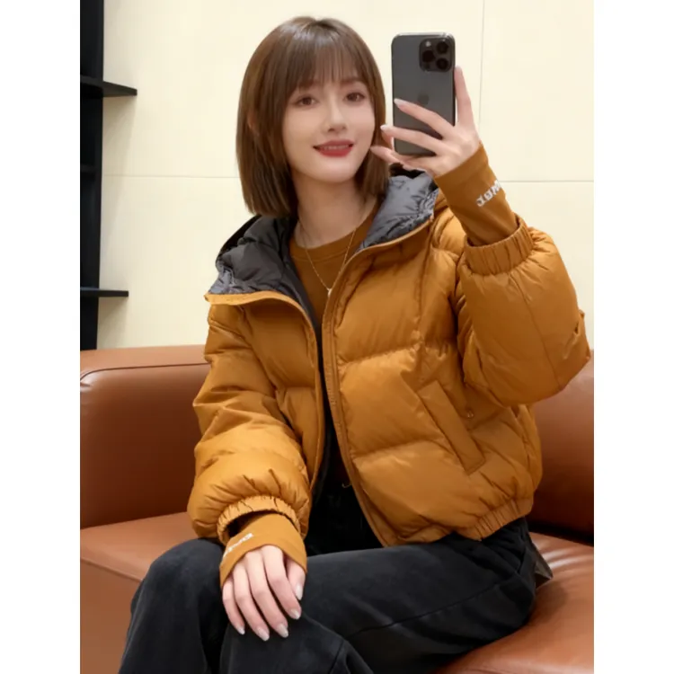 简约小个子连帽短款显白棉服女2025冬季新款百搭减龄面包服外套潮