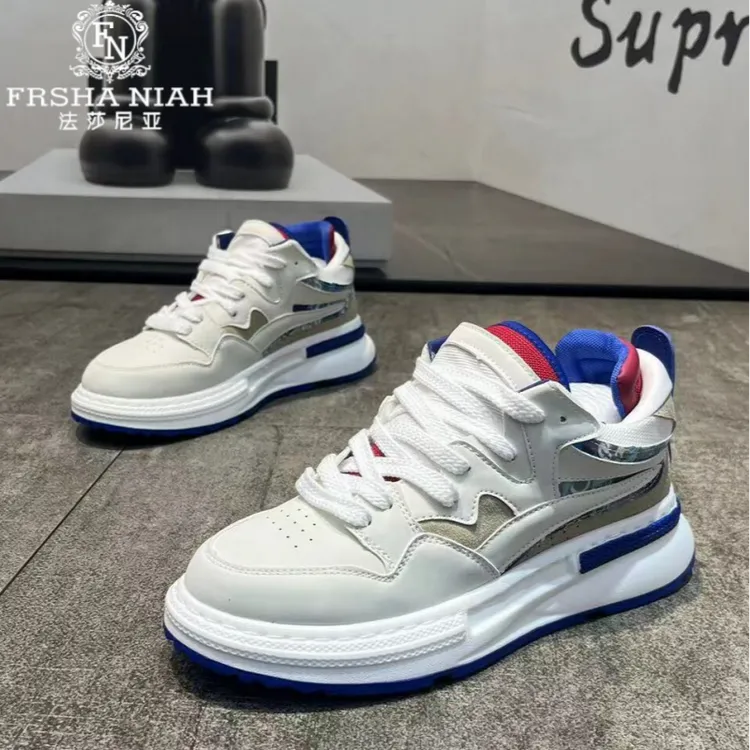 法莎尼亚爆款厚底男鞋舒适透气休闲增高鞋潮流痞帅干净百搭小白鞋