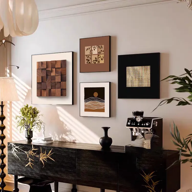 TREES/原森小屋中古风客厅四联组合装饰画沙发背景墙璧挂画高级感