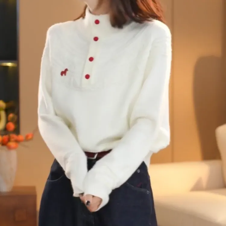 【牧马】秋冬新款半高领撞色插肩洋气慵懒风毛针织衫LK2508921