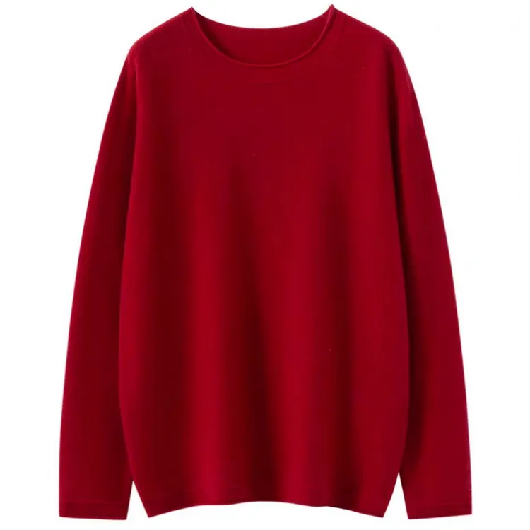 正肩圆领面膜T系列100%羊毛长袖极简风宽松版型百搭