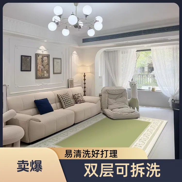 艾登美加厚双层可拆洗地毯客厅沙发茶几垫子法式奶油风防滑可机洗