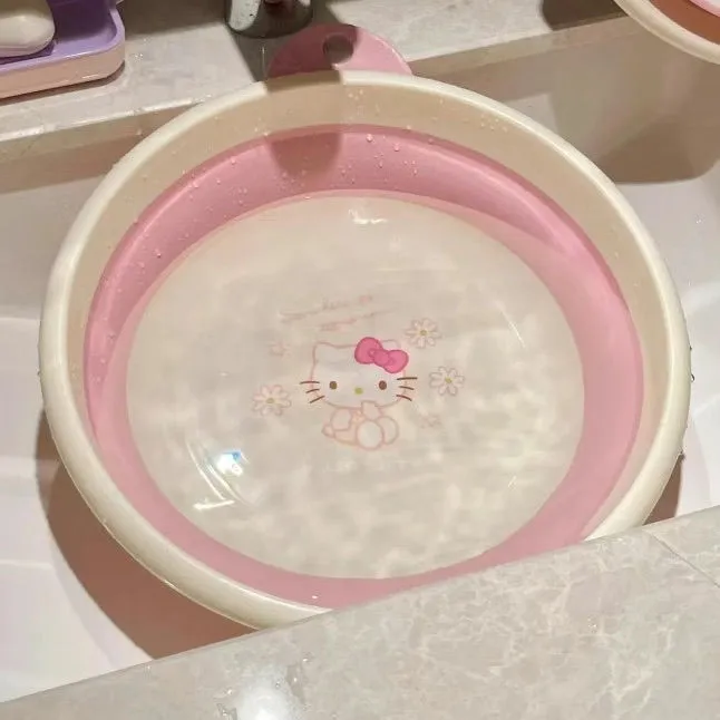 三丽鸥HelloKitty50周年定制款可折叠盆 婴儿脸盆学生宿舍大中小
