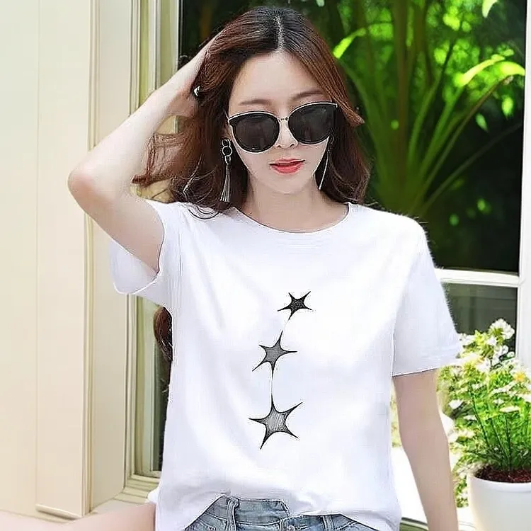 2025夏季薄款通勤t恤女短袖宽松修身显瘦半袖学生圆领打底衫内搭.