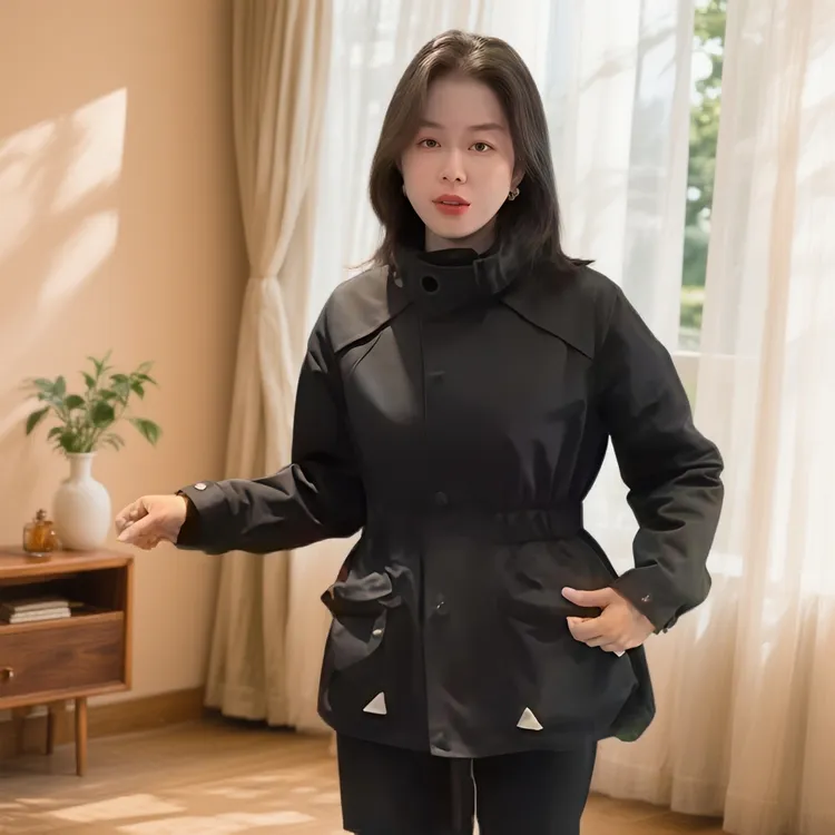 2025网红爆款开襟女宽松型直下摆纯色短版棉服设计师立领秋季韩版