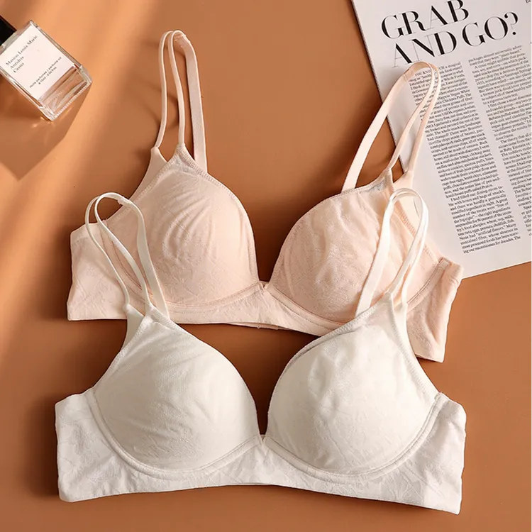 维多利亚夏季细肩带内衣女舒适无钢圈小胸聚拢显大法式性感文胸罩