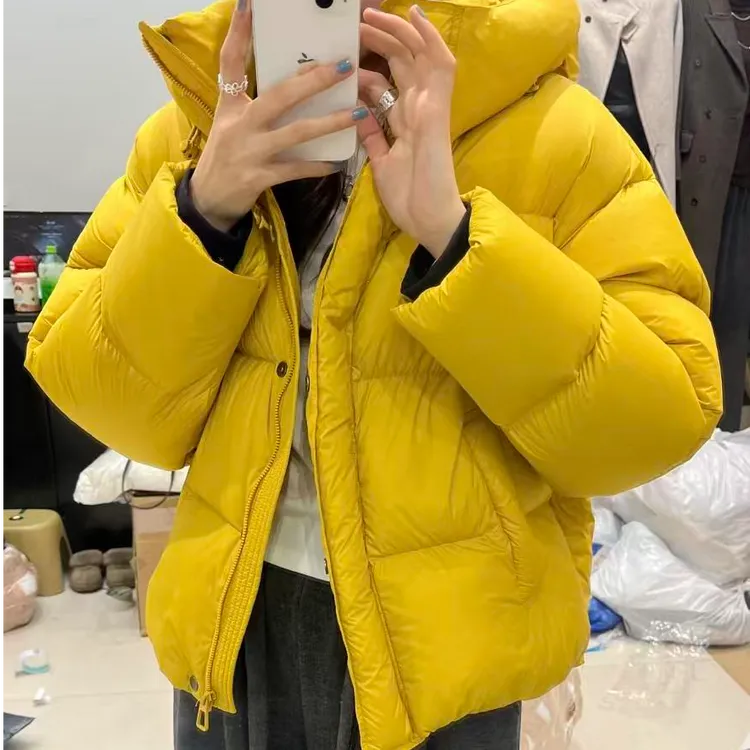 冬-25113款90白鸭绒泡芙轻奢羽绒服时尚短款加厚连帽休闲百搭