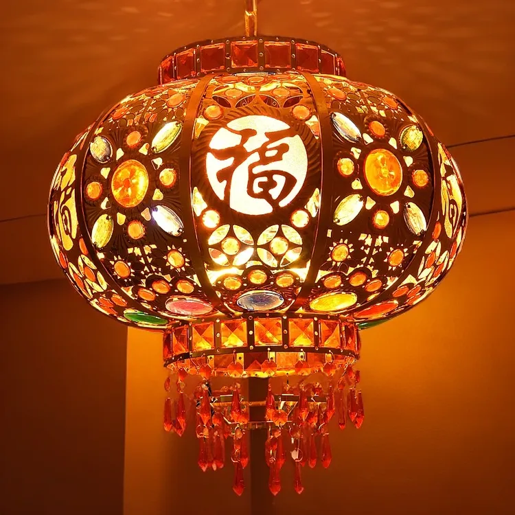 阳台七彩旋转灯笼彩灯红灯笼新款春节高档大门灯笼灯笼户外庭院灯