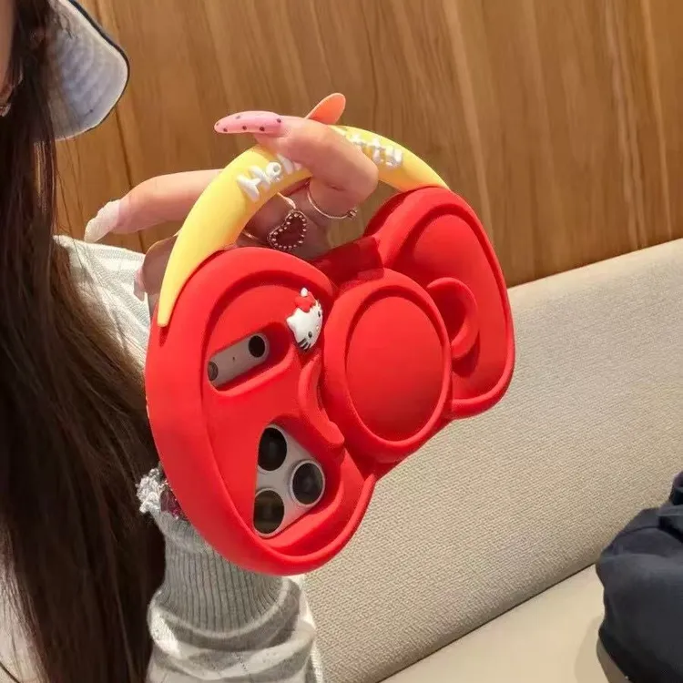 诚星泽红色蝴蝶结手提包适用苹果17PROMAX手机壳16pro/15保护套14