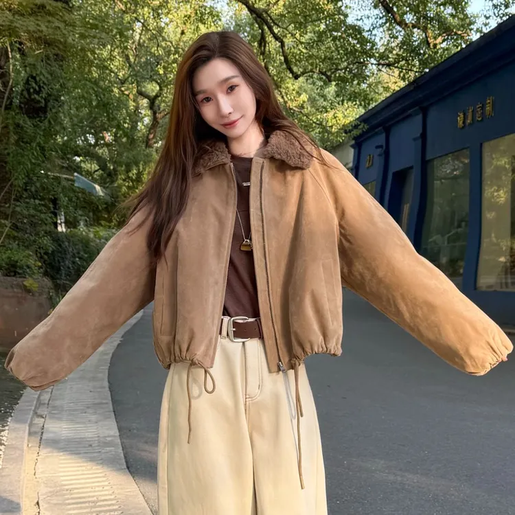 【满天星】马克华菲90白鸭绒羽绒服巴恩风麂皮绒派克外套F54014A604