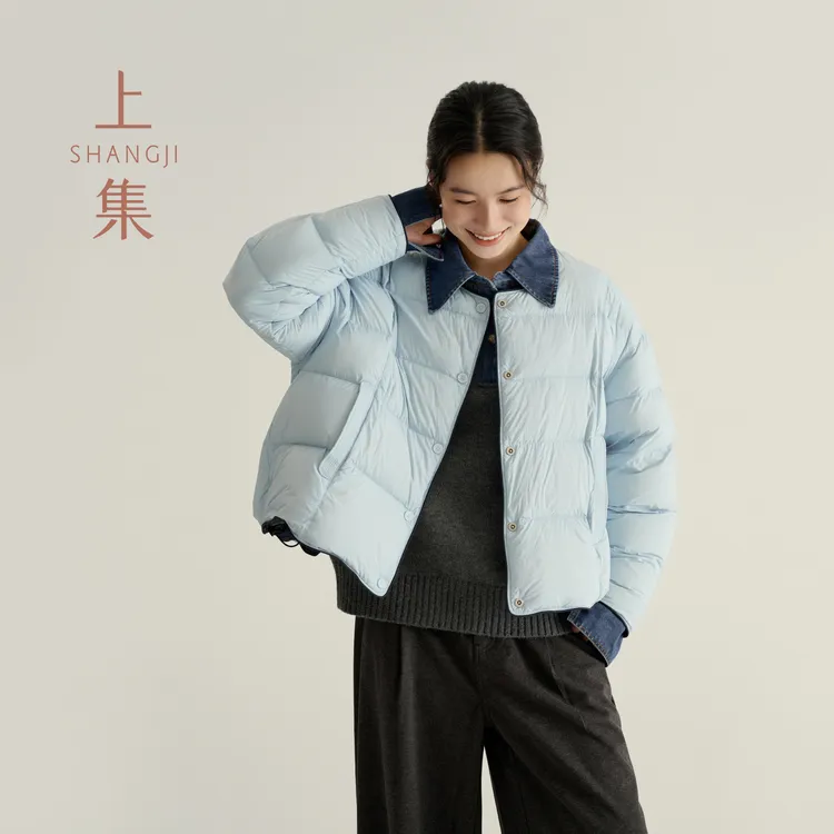 SHANGJI/上集90白鸭绒轻薄圆领羽绒服短外套轻盈锁温/XS210654