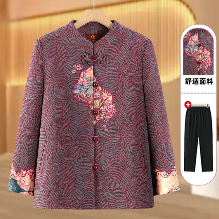 老年人春装女奶奶外套2025新款中老年妈妈秋冬上衣老太太老人衣服