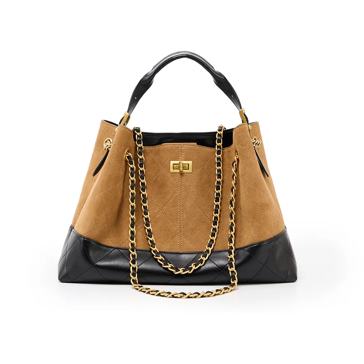 超火小香风菱格链条麂皮磨砂包包女2025新款轻奢小众高级感斜挎包