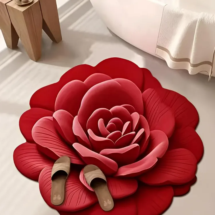 （拉萨发货）玫瑰花系列三D立体感地毯客厅卫浴厨房家用阳台地垫