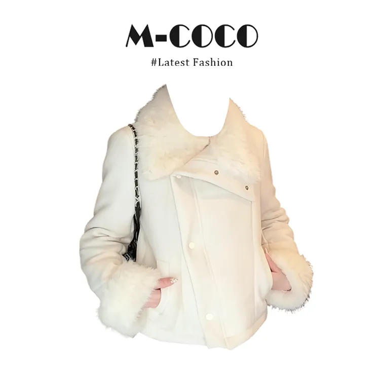 MARIE.COCO巨好看韩系千金风毛绒大翻领设计感外套秋冬保暖潮流