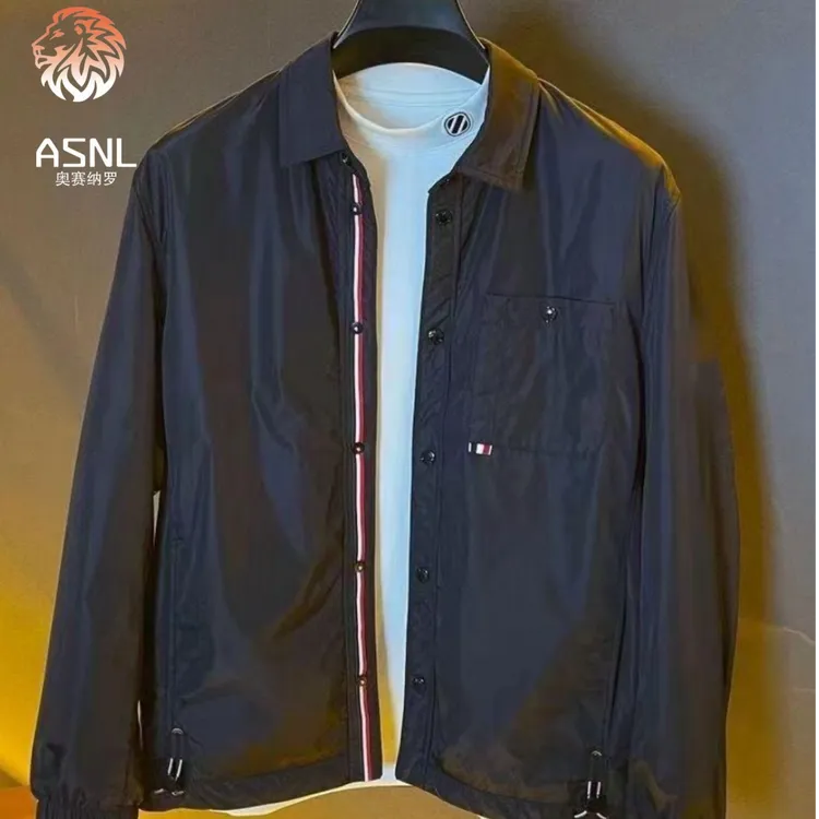 欧货翻领夹克春秋纯色修身洋气爆款新款百搭男士外套潮流高档上衣