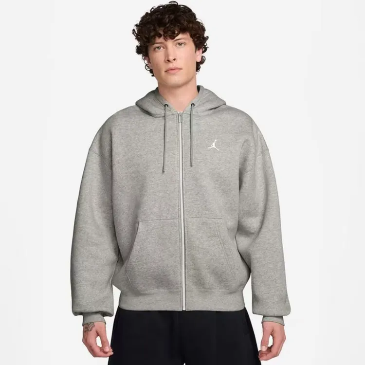 NIKE/耐克男子Jordan灰色潮流连帽宽松拉链卫衣外套IB7232-050