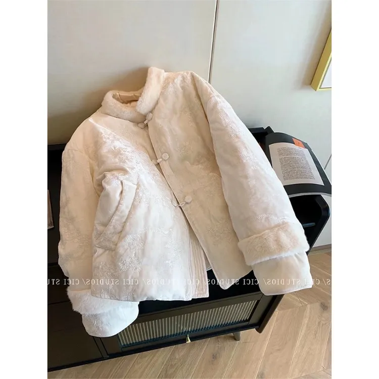 新中式立领轻奢风棉服女秋冬季复古气质国风保暖清冷禅意气质外套