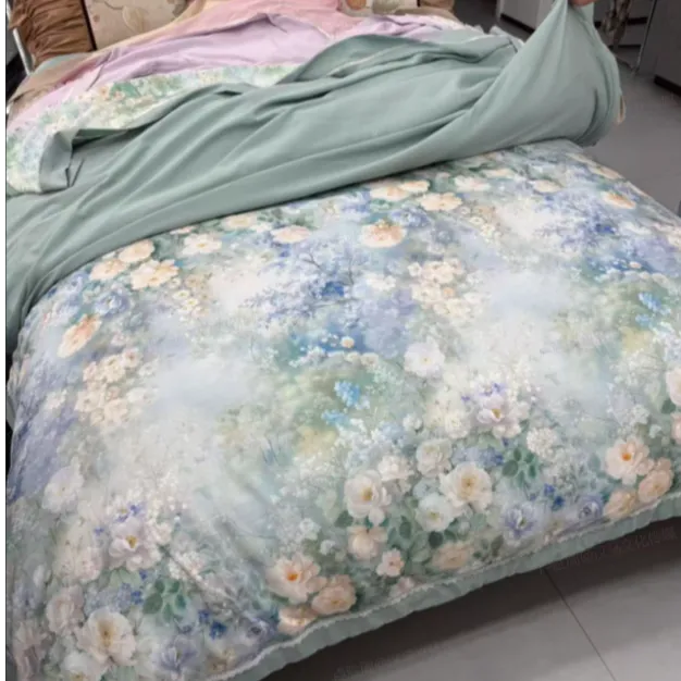 【冬季新品】数码印花长绒棉四件套--梦境花园绿