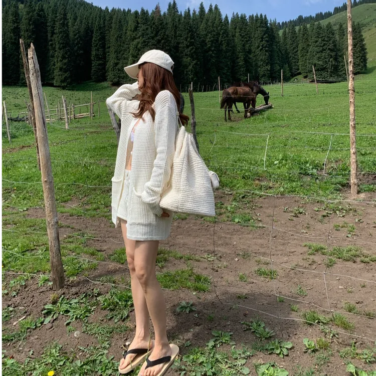 2025夏季新款时尚套装气质显瘦洋气休闲百搭长袖开衫上衣性感短裤