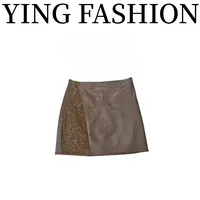【YING FASHION】莹老板-时尚气质百搭亮钻皮半裙 8020951 548