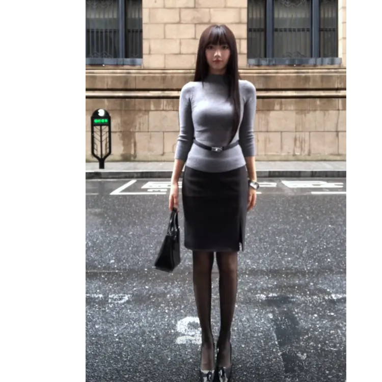 【SY森烟】长袖长裙性感修身包臀裙纯色连衣裙半高领秋季裙子