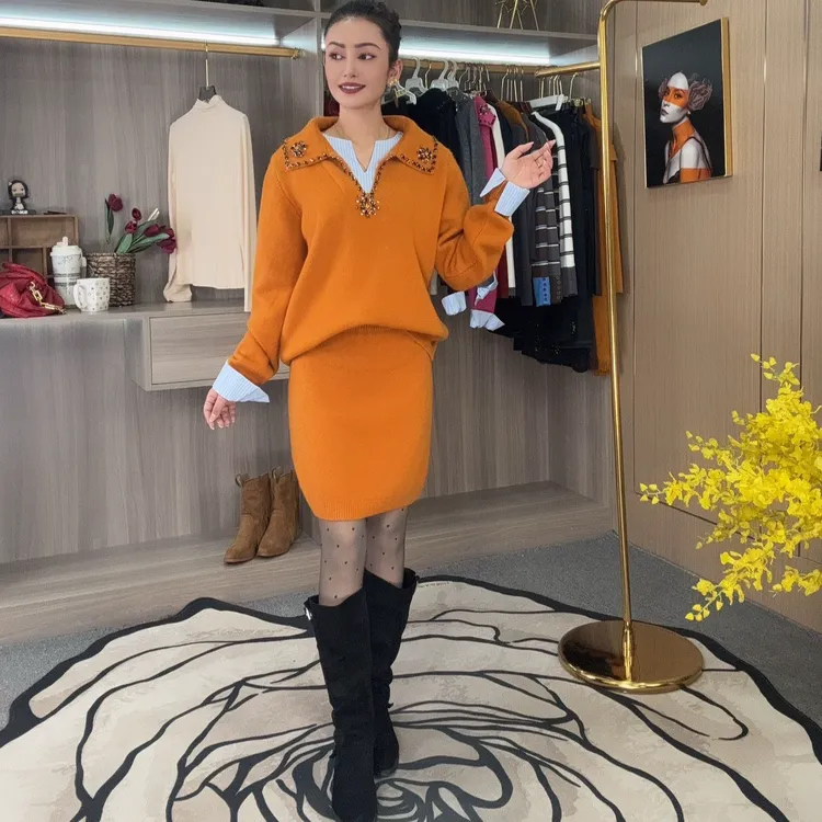 御姐风休闲风轻熟风时尚套装设计师假两件百搭两件套