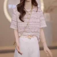 2025新品时尚简约紫色条纹T恤百搭上衣女LK2503112