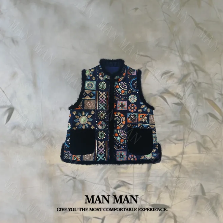 满满出品-『重工刺绣国风棉马甲』25363气质保暖时尚百搭重工刺绣