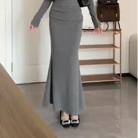 【里约艺术】早秋新款韩系设计感褶皱高腰显瘦鱼尾半身裙XY-224