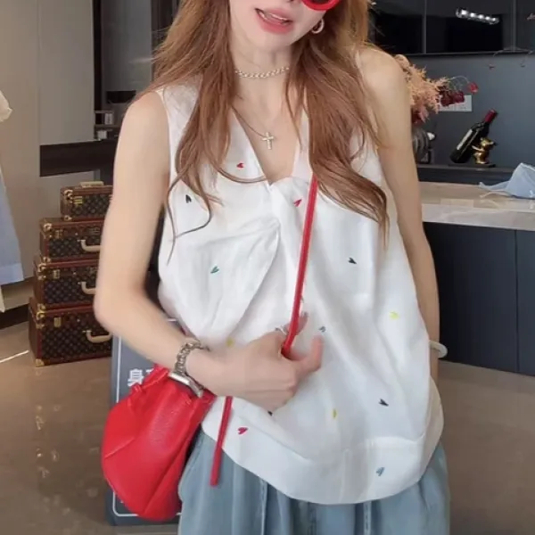 2025夏季韩式新款气质宽松显瘦粉色设计感短袖上衣女百搭休闲上衣