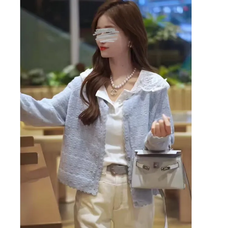 韩系轻熟风干练气质针织衫连帽上衣两件套2025早春穿搭减龄套装女