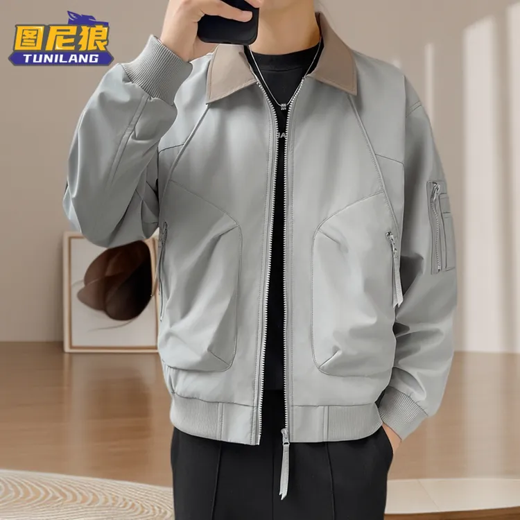 图尼狼短款休闲美式复古拼接撞色棒球服痞帅工装夹克潮流潮牌外套