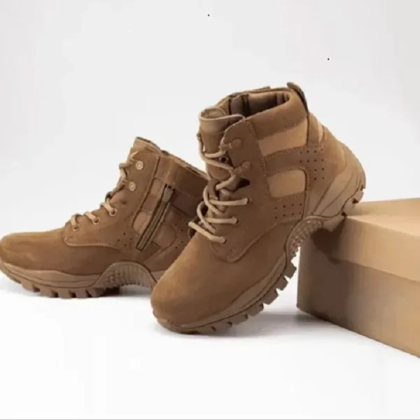 Jinho/金猴反绒牛皮男靴真皮防滑耐磨防刺户外徒步靴中邦QT8011B