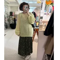 MEET   秋季绿色复古杏花半身裙