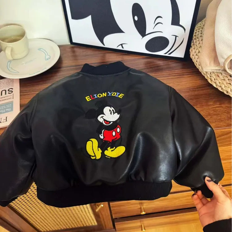 【MIKI】儿童冬季皮衣外套棒球服夹克儿童韩版冬款棉衣童装加厚保暖