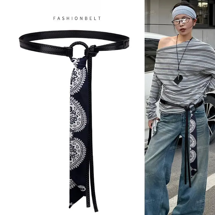 丝巾腰带配饰女美式复古辣妹丝带皮带装饰配牛仔裤裙子百搭高级感