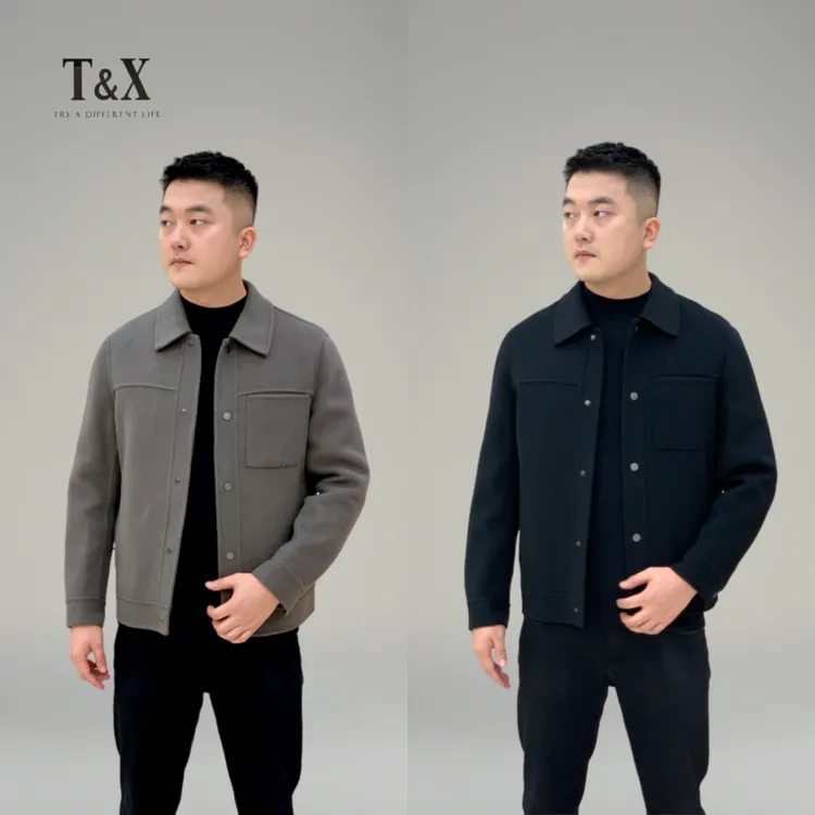 T&X/梯形男士秋冬双面羊毛内胆可拆卸保暖显瘦翻领夹克外套250072