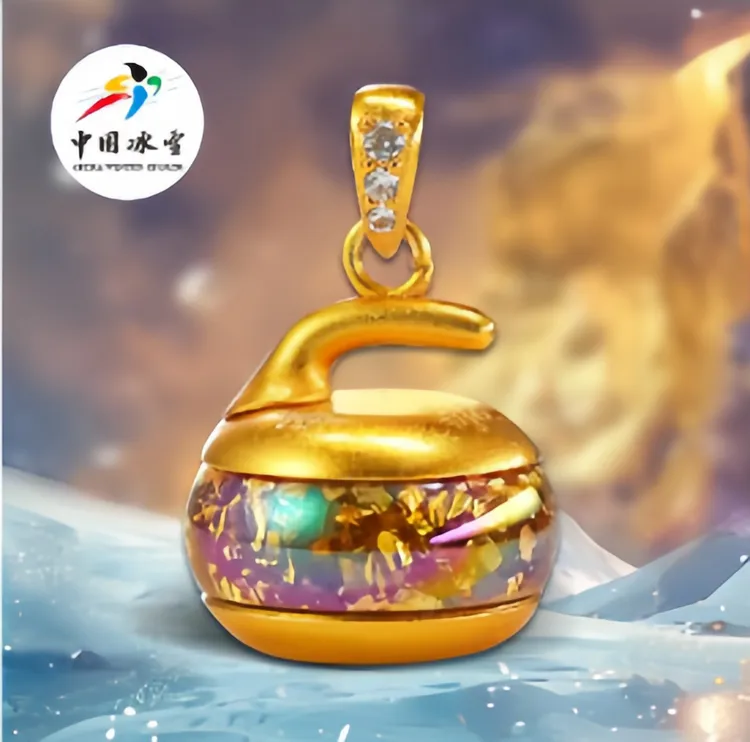 前程在握 把把壶 冰壶项链-金箔版